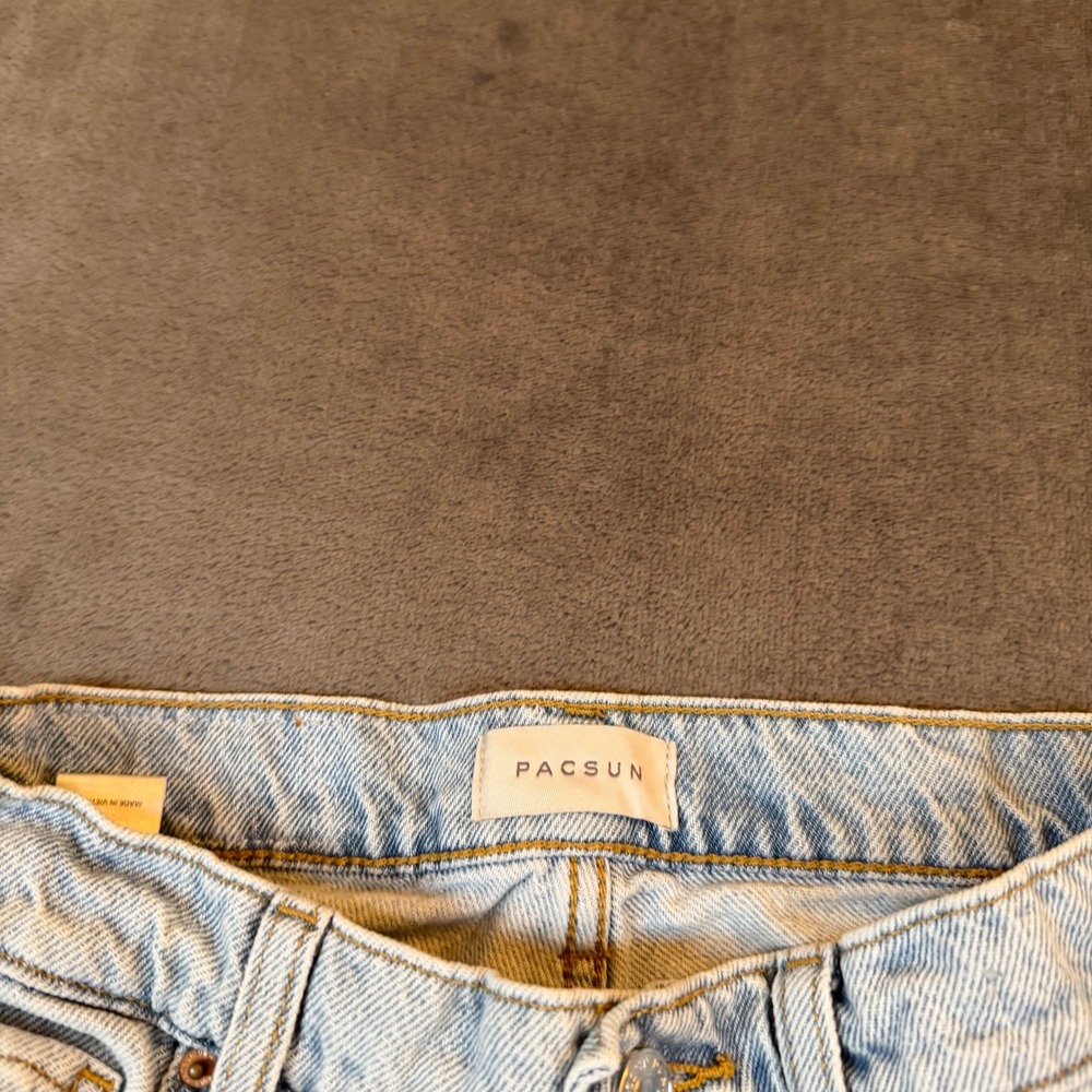 PacSun 90's Straight Jeans Womens 23 Light Wash Distressed Raw Hem Denim Pants - Picture 2 of 12